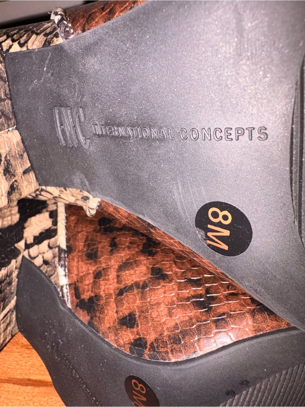 INC International Concepts Women’s Brown Snake-Print Western Boot - Picture 10 of 10